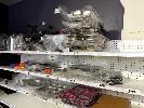 40 · COOLWARE, STAINLESS STEEL PLATTERS, JUGS, CHAFING DISHES, ETC, 3 x SHELVES