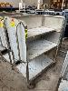 STAINLESS STEEL LINEN TROLLEY ON CASTOR WHEELS,, 1400 (H) x 900 (W) x 600mm (D), 3 x SHELVES, , **SUBJECT TO INSURANCE CLAIM, BUYER TO INSPECT** NO GST