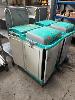 LAUNDRY CLEANING TROLLEY ON CASTOR WHEELS WITH 2 x BINS, CLEANING BUCKETS, ETC, , **SUBJECT TO INSURANCE CLAIM, BUYER TO INSPECT** NO GST