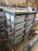 44 · PVC TROLLEY ON CASTOR WHEELS, 1200 (L) x 600 (W) x 1400mm (H), WITH 20 x PLASTIC TUBS, 450 (L) x 290 (W) x 200mm(D), , **SUBJECT TO INSURANCE CLAIM, BUYER TO INSPECT** NO GST