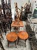 229 · 2 x TIMBER SQUARE TABLES & 6 x TIMBER STOOLS