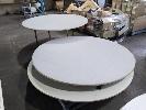 444 · 5 X BANQUET TABLES. CIRCULAR, PADDED VINYL TOP, LOCKABLE FOLDING BASE. 1,800 MM DIAMETER.