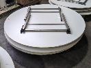 445 · 4 X BANQUET TABLES. CIRCULAR, PADDED VINYL TOP, LOCKABLE FOLDING BASE. 1,800 MM DIAMETER.