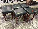 5 x GREEN CUSHIONED STOOLS, NAIL HEAD TRIM