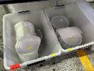 379 · WHITE DINNER PLATES, 2 x TUBS