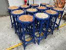 388 · 12 x BLUE BAR STOOLS WITH PADDED SEAT NO GST