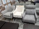9 · 3 X ASSORTED CONTEMPORARY FABRIC ARMCHAIRS.
