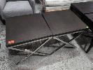 12 · 2 X CONTEMPORARY SIDE TABLES. POLISHED STEEL BASE.
