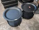 45 · 2 X ROUND SIDE TABLES WITH UNDER SHELF, COMPOSITE ON STEEL FRAME, BLACK. 450 X 525 MM (HEIGHT DIAMETER)