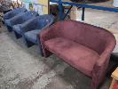 53 · 4 X TUB ACCENT CHAIRS, VELVET FABRIC. THREE SINGLE SEAT IN BLUE. ONE TWO SEATER IN BURGUNDY.