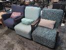 54 · 3 X ASSORTED FABRIC ARMCHAIRS.