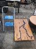 56 · WOODEN TROLLEY WITH ROPE HANDLE & FOLDING STEP LADDER