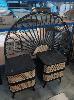 59 · RATTAN HEADBOARD 1,530 X 1,330 MM (W H), 2 X 2-DRAWER BEDSIDE TABLES AND A PIECE OF RATTAN WALL ART (ROUND 750 MM DIAMETER). ALL IN BLACK WITH CANE FEATURES.