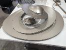 61 · LARGE SCULPTURAL HANGING LIGHT WITH CEILING PLATE. SATIN METALLIC FINISH. 970 X 900 X 300 MM (W D H APPROX). NO GST