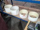 73 · 4 X LAMPSHADES. TWO IN CHARCOAL. TWO IN WHITE. ASSORTED SIZES.