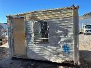 140 · TRANSPORTABLE BUILDING, ATCO, 3620 x 2400 x 2450mm (H), SINGLE DOOR & WINDOW, MOSTLY WATER TIGHT EXCEPT FOR, MINOR CORROSION AT THE BASE, SKID MOUNTED WITH TOP LIFTING POINTS, FITTED WITH WORK BENCH & GPO'S NO GST