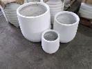 74 · 2 X SETS OF THREE CONTEMPORARY PLANTER POTS, STYLE: SORRENTO SQUAT, COLOUR: ARCTIC (WHITE), TWO @ 280 X 280 X 320 (W D H), TWO @ 370 X 370 X 440 (W D H), TWO @ 510 X 510 X 560 (W D H), ** ONE SET UNPACKED **