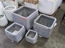 78 · 1 X SET OF FOUR CONTEMPORARY PLANTER POTS, STYLE: MONARCH SQUAT, COLOUR: STIRLING (GREY), ONE @ 230 X 230 X 200 MM (W D H), ONE @ 330 X 330 X 290 MM (W D H), ONE @ 430 X 430 X 380 MM (W D H), ONE @ 550 X 550 X 480 MM (W D H), ** UNPACKED **