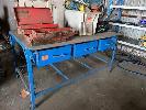 91 · STEEL PLATE TOP BENCH, 4mm, 1800 x 1200 mm WITH 3 x DRAWERS
