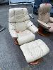 267 · LEATHER RECLINER & FOOT STOOL, BENTWOOD BASES AND 2 SETS SINGLE PAIRED CHAIRS .