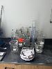 ASSORTED GLASS LAB VESSELS & SCALE