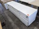 148 · 4 X MOBILE 3-DRAWER PEDESTALS, WHITE STEEL. WITH KEYS