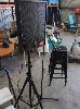 154 · PA SPEAKER, AUSTRALIAN MONITOR XRSIOP. TRIPOD FLOOR STAND AND MIC STAND.