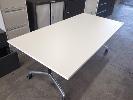 172 · MOBILE FLIP TOP TABLE. WHITE LAMINATE SURFACE. MATT BLACK & POLISHED STEEL METAL FRAME. 2,000 X 1,000 X 730 MM (W D H).