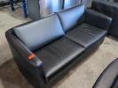 181 · 2-SEATER TUB STYLE ARMCHAIR, ARTIFEX. BLACK LEATHER. STEEL CYLINDER LEGS. 1,600 X 800 X 780 MM (W D H).