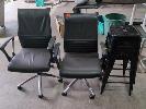 3 X METAL STOOLS, BLACK., 2 X GAS LIFT OFFICE CHAIRS, BLACK. NO GST