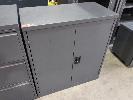 202 · METAL 3-SHELF STORAGE CABINET, 2-DOOR. GREY. NO KEYS. 900 X 460 X 1,000 MM (W D H)