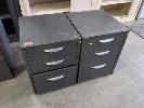 210 · 2 X 3-DRAWER UNDER-DESK MOBILES, BROWNBUILT. STEEL.