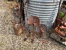 2 X Antique Tractor Seats, Wheelbarrow Frame & Milk Jug No Gst