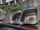 247 · 1 X STAINLESS STEEL TWIN BOWL SINK. WITH FITTINGS. 1,180 X 480 MM., ** AS NEW **