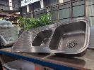 248 · 1 X STAINLESS STEEL TWIN BOWL SINK. WITH FITTINGS. 1,180 X 480 MM., ** AS NEW **
