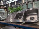249 · 1 X STAINLESS STEEL TWIN BOWL SINK. WITH FITTINGS. 1,180 X 480 MM., ** AS NEW **