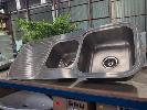 250 · 1 X STAINLESS STEEL TWIN BOWL SINK. WITH FITTINGS. 1,180 X 480 MM., ** AS NEW **