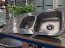 252 · 1 X STAINLESS STEEL TWIN BOWL SINK. WITH FITTINGS. 1,180 X 480 MM., ** AS NEW **
