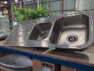 254 · 1 X STAINLESS STEEL TWIN BOWL SINK. WITH FITTINGS. 1,180 X 480 MM., ** AS NEW **