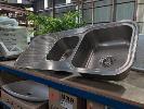 257 · 1 X STAINLESS STEEL TWIN BOWL SINK. WITH FITTINGS. 1,180 X 480 MM., ** AS NEW **