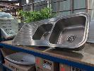 258 · 1 X STAINLESS STEEL TWIN BOWL SINK. WITH FITTINGS. 1,180 X 480 MM., ** AS NEW **