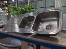 259 · 1 X STAINLESS STEEL TWIN BOWL SINK. WITH FITTINGS. 1,180 X 480 MM., ** AS NEW **
