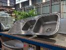 260 · 1 X STAINLESS STEEL TWIN BOWL SINK. WITH FITTINGS. 1,180 X 480 MM., ** AS NEW **