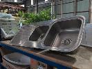 262 · 1 X STAINLESS STEEL TWIN BOWL SINK. WITH FITTINGS. 1,180 X 480 MM., ** AS NEW **