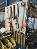 Contents Shadow Board Including Large Ring Spanner, 2 X Large Shifters, 2 X Pipe Wrenches & Truck Wheel Braces No Gst