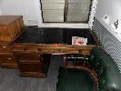 DESK WITH LEATHER INSERT, 1600 x 800mm WITH VINTAGE SWIVEL CHAIR NO GST