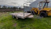 167 · TANDEM AXLE FLATBED TRAILER, REG: TKC 573, 3100 x 2400mm, CHECKER PLATE TOP, 50mm COUPLER, CABLE BRAKES, LED LIGHTS, NO GST