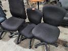 424 · 3 X ASSORTED GAS LIFT OFFICE CHAIRS. FABRIC. BLACK.