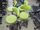 428 · 4 X ROLLING SALON STOOLS WITH BACK SUPPORT. LIME GREEN. NO GST