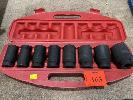 163 · IMPACT SOCKET SET, HV TOOLS, 8 PIECE SET,, 41 TO 22mm IN CARRY CASE, AS NEW NO GST